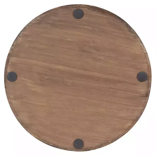 Outlet White Enameled Round Mango Wood Tray Decorative Trays