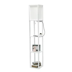 Kirklands Home Floor Lamps|Etagere Shelf Charging Floor Lamp White