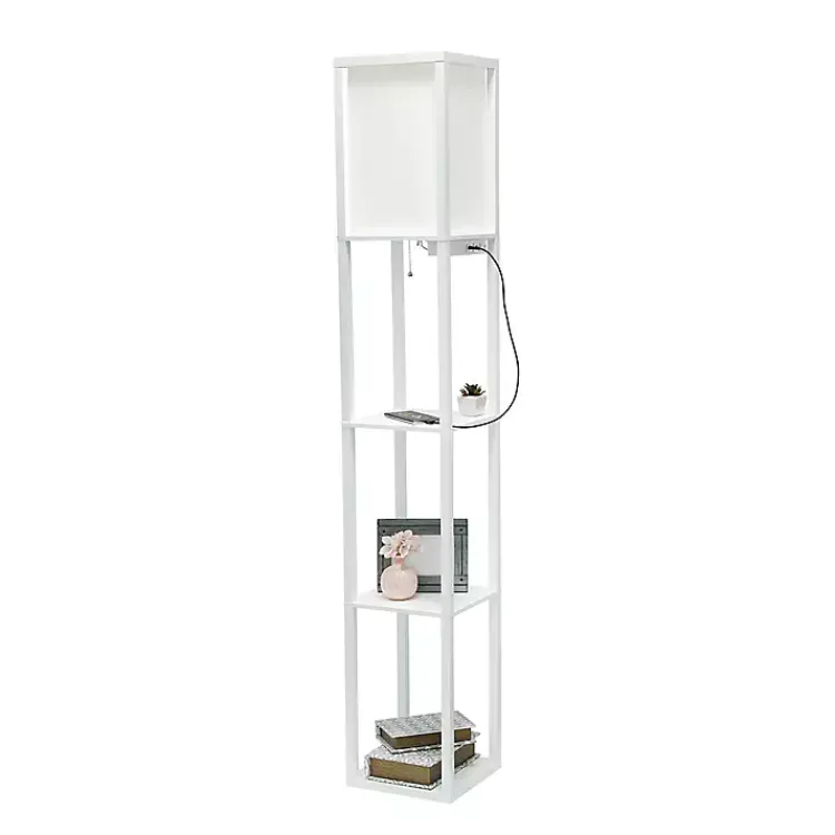 Kirklands Home Floor Lamps|Etagere Shelf Charging Floor Lamp White