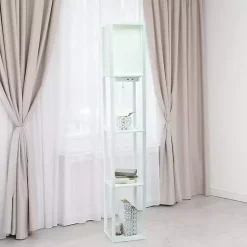 Kirklands Home Floor Lamps|Etagere Shelf Charging Floor Lamp White