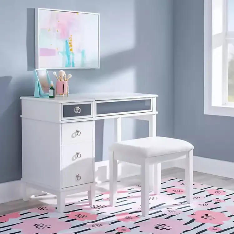 Kirklands Home Dressers & Chests|Eva Mirrored 2-pc. Vanity Set White