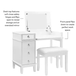 Kirklands Home Dressers & Chests|Eva Mirrored 2-pc. Vanity Set White