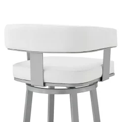 Kirklands Home Bar Stools & Counter Height Stools|Faux Leather Lorin Swivel Counter Stool White