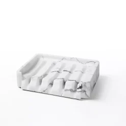 Kirklands Home Bathroom Accessories|Faux Marble Elevated Soap Dish White