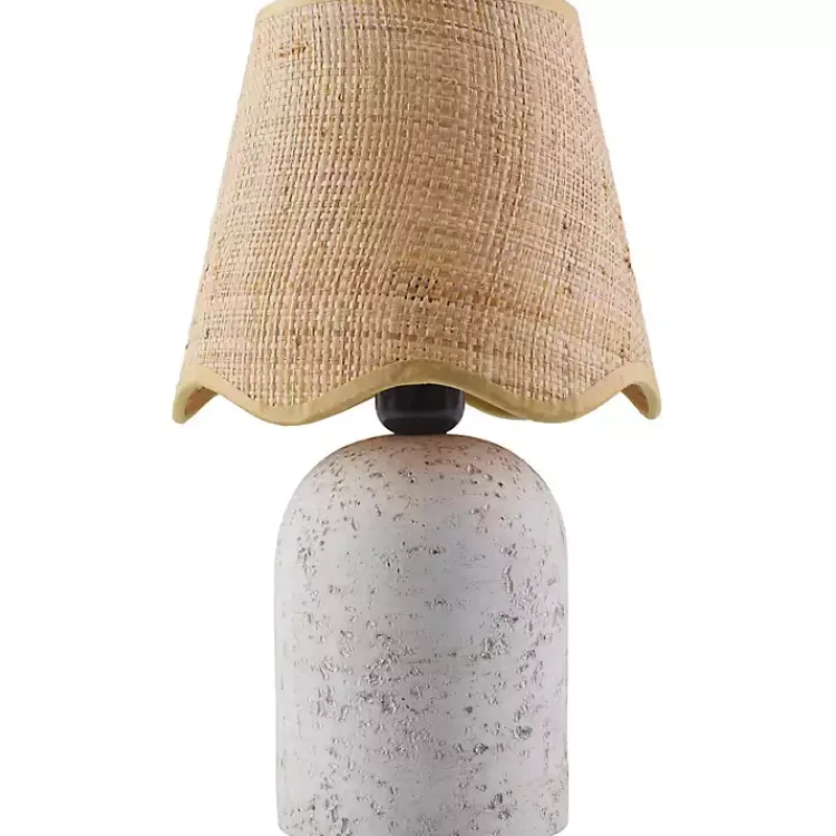 Kirklands Home Table Lamps|Faux Stone Table Lamp with Scalloped Shade White