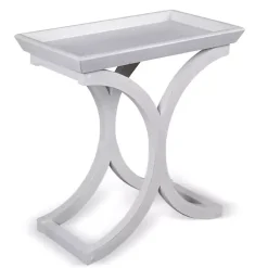 Kirklands Home Accent & End Tables|Fir Wood Curved Tray C-Table White