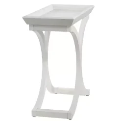 Kirklands Home Accent & End Tables|Fir Wood Curved Tray C-Table White