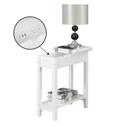 Kirklands Home Accent & End Tables|Flip Top Charging Accent Table White