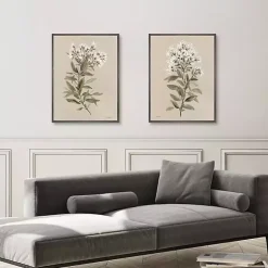 Kirklands Home Canvas Art|White Floral Stems Framed Canvas Prints, Set of 2