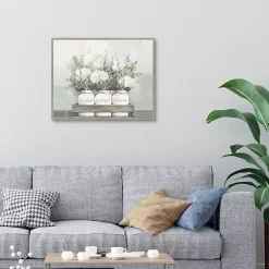 Kirklands Home Canvas Art|Flower Jars Framed Canvas Art Print White