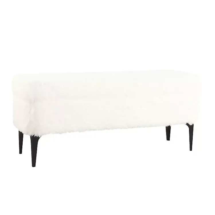 Kirklands Home Benches & Ottomans|Fur Storage Bench White