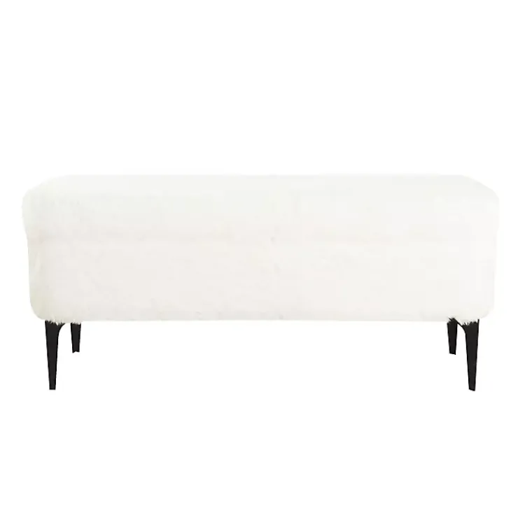 Kirklands Home Benches & Ottomans|Fur Storage Bench White