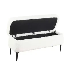 Kirklands Home Benches & Ottomans|Fur Storage Bench White