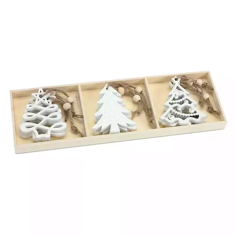 Hot Glitter Trees Christmas Ornaments, Set of 9 Christmas Ornaments