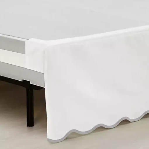 Kirklands Home Bedding Essentials|White Gray Scalloped Coastal Queen Bed Skirt