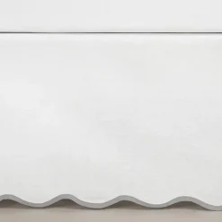 Kirklands Home Bedding Essentials|White Gray Scalloped Coastal Queen Bed Skirt