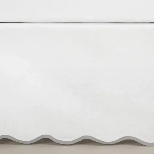Kirklands Home Bedding Essentials|White Gray Scalloped Coastal Queen Bed Skirt