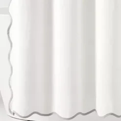 Kirklands Home Shower Curtains|White Gray Scalloped Coastal Shower Curtain