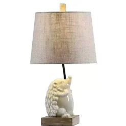 Kirklands Home Table Lamps|White Hedgehog Accent Table Lamp Tan