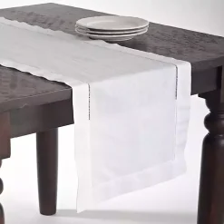 Kirklands Home Table Linens|Hemstitched Linen Oblong Runner White