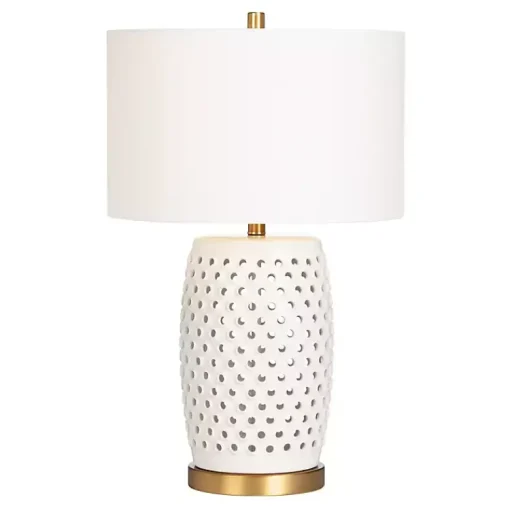Kirklands Home Table Lamps|Hobnail Table Lamp with Nightlight White