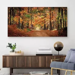 Kirklands Home Canvas Art|White Horse In Autumn Canvas Art Print Orange