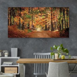 Kirklands Home Canvas Art|White Horse In Autumn Canvas Art Print Orange