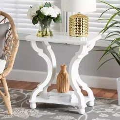 Kirklands Home Accent & End Tables|Hourglass Wood Accent Table White