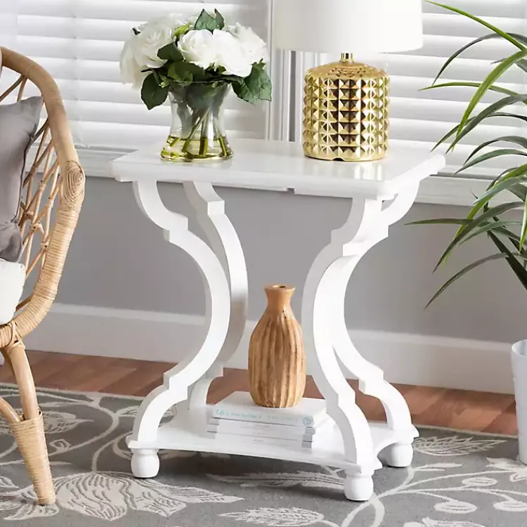 Kirklands Home Accent & End Tables|Hourglass Wood Accent Table White