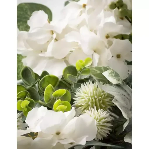 White Hydrangea Garland Arrangements & Greenery