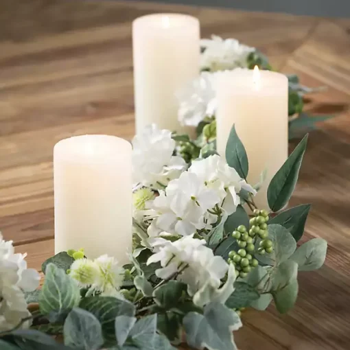 White Hydrangea Garland Arrangements & Greenery