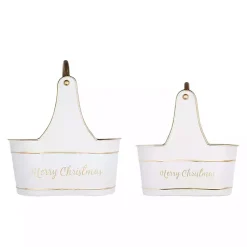 Best Iron Merry Christmas Baskets, Set of 2 Christmas Decorations