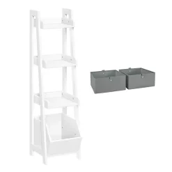 Kirklands Home Bookshelves|Ladder Shelf with Cubby, 13 in. White