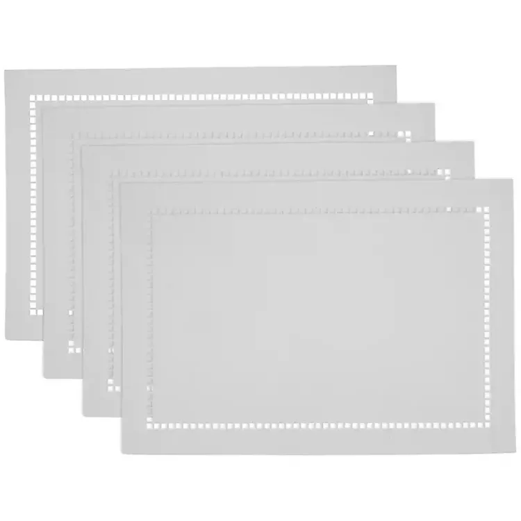 Kirklands Home Table Linens|Laser-Cut Hemstitch Placemats, Set of 4 White