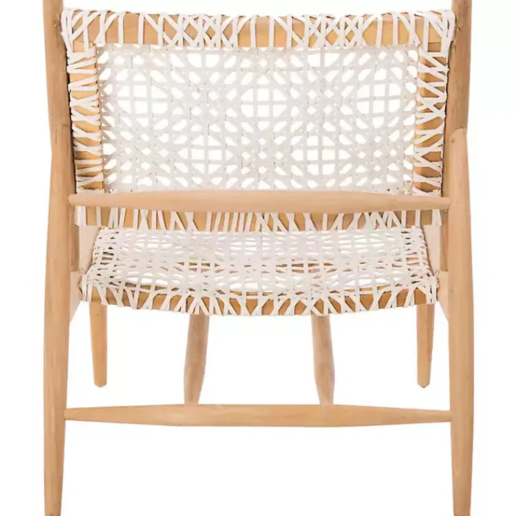 Kirklands Home Accent Chairs|Leather Woven Accent Chair White