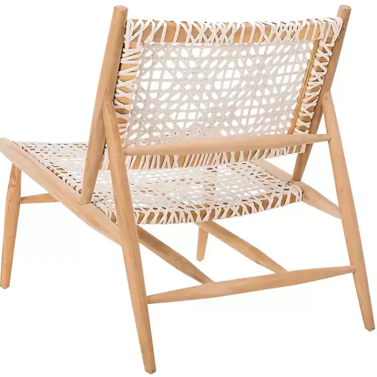 Kirklands Home Accent Chairs|Leather Woven Accent Chair White