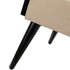 Kirklands Home Accent Chairs|White Linen and Rattan Accent Chair Ivory