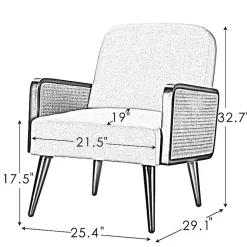 Kirklands Home Accent Chairs|White Linen and Rattan Accent Chair Ivory