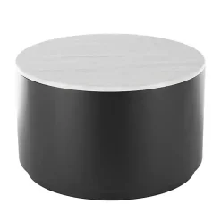 Kirklands Home Coffee Tables|Marble & Black Metal Storage Coffee Table White