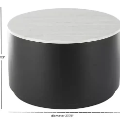 Kirklands Home Coffee Tables|Marble & Black Metal Storage Coffee Table White