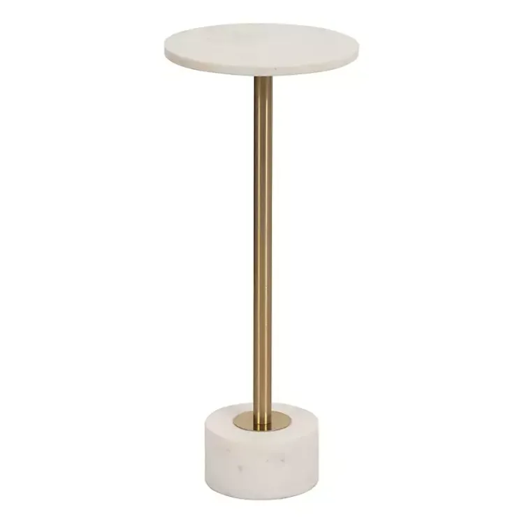 Kirklands Home Accent & End Tables|Marble & Gold Metal Round Cocktail Table White