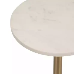 Kirklands Home Accent & End Tables|Marble & Gold Metal Round Cocktail Table White