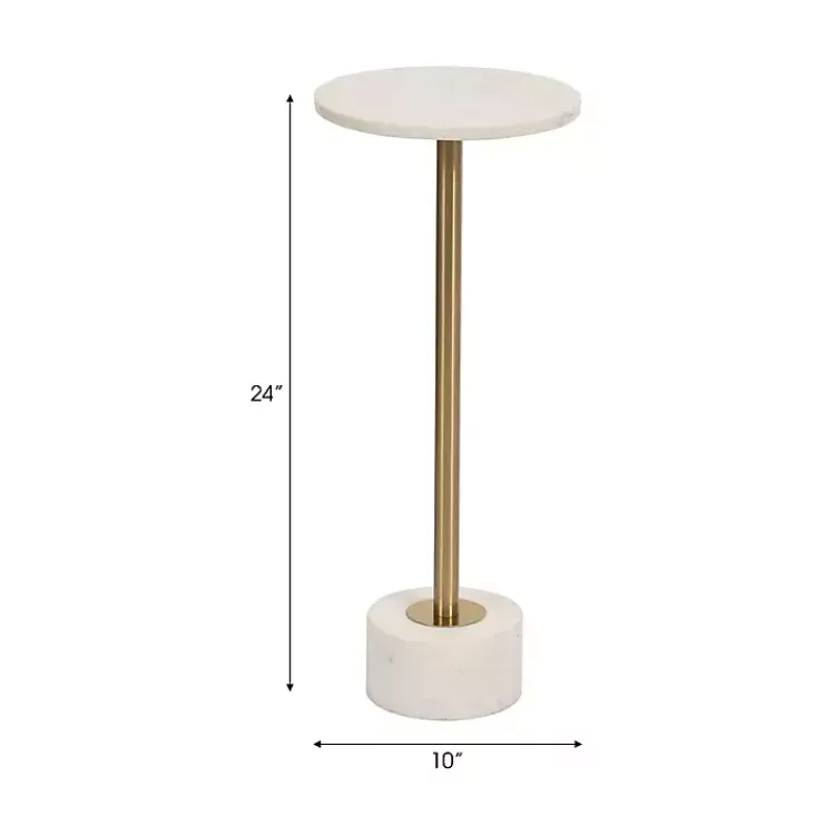 Kirklands Home Accent & End Tables|Marble & Gold Metal Round Cocktail Table White
