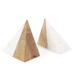 Discount White Marble & Mango Wood Bookends Decorative Accents