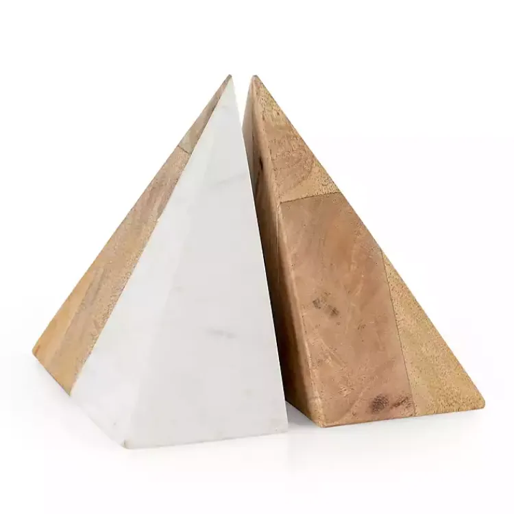 Discount White Marble & Mango Wood Bookends Decorative Accents