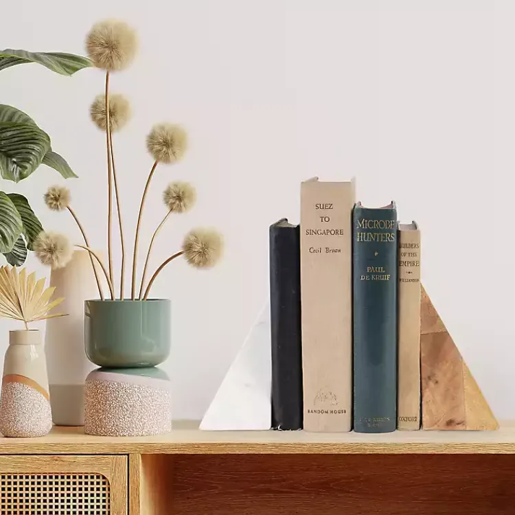 Discount White Marble & Mango Wood Bookends Decorative Accents