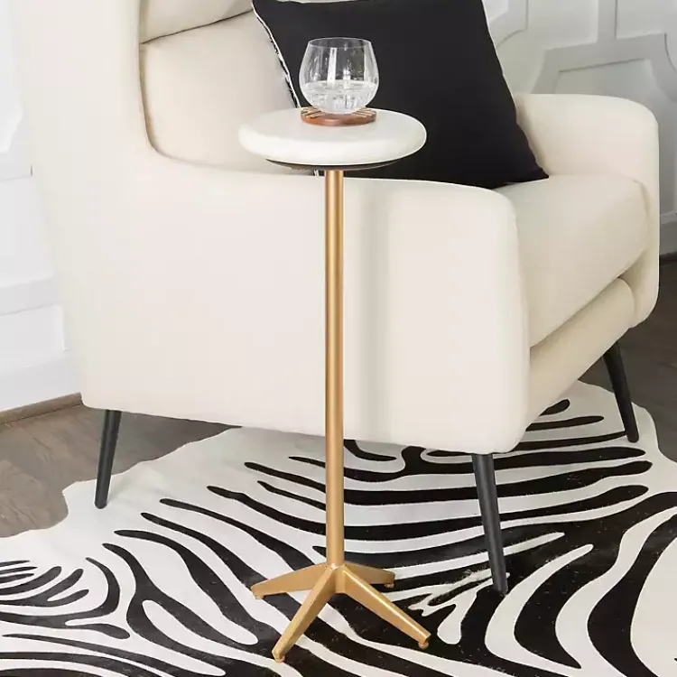 Kirklands Home Accent & End Tables|Marble and Gold Base Cocktail Table White