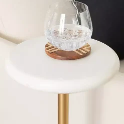 Kirklands Home Accent & End Tables|Marble and Gold Base Cocktail Table White