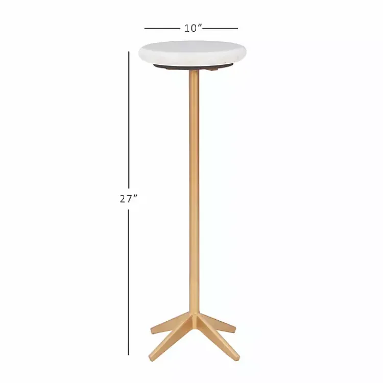 Kirklands Home Accent & End Tables|Marble and Gold Base Cocktail Table White