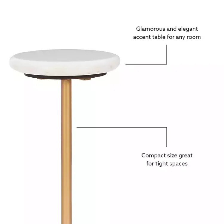 Kirklands Home Accent & End Tables|Marble and Gold Base Cocktail Table White